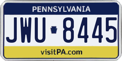 PA license plate JWU8445