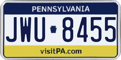 PA license plate JWU8455