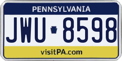 PA license plate JWU8598