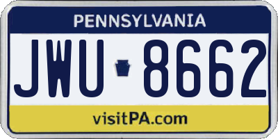 PA license plate JWU8662