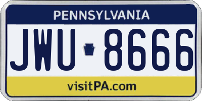 PA license plate JWU8666