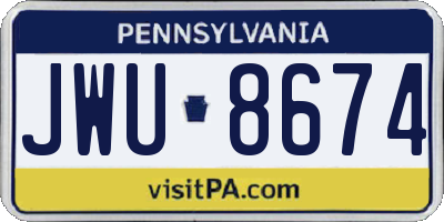 PA license plate JWU8674