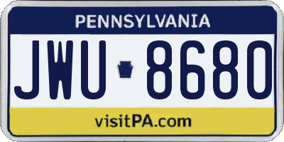 PA license plate JWU8680