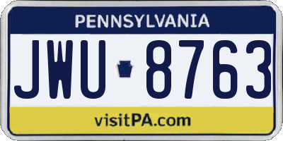PA license plate JWU8763