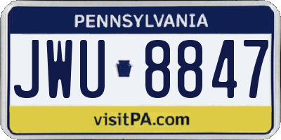 PA license plate JWU8847