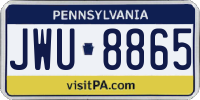 PA license plate JWU8865