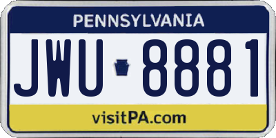 PA license plate JWU8881