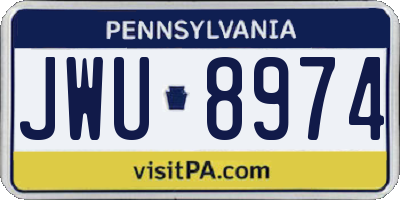 PA license plate JWU8974