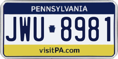 PA license plate JWU8981