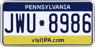 PA license plate JWU8986