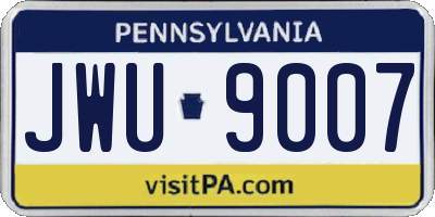 PA license plate JWU9007