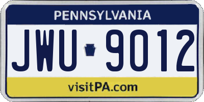 PA license plate JWU9012