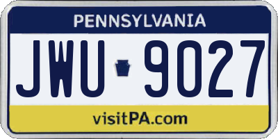 PA license plate JWU9027