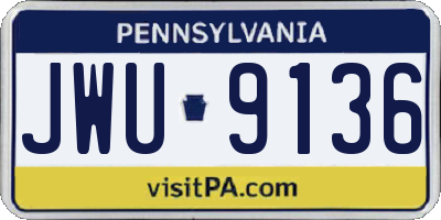 PA license plate JWU9136