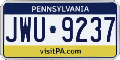 PA license plate JWU9237
