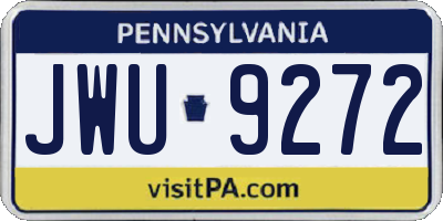 PA license plate JWU9272