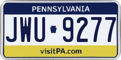 PA license plate JWU9277