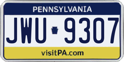 PA license plate JWU9307