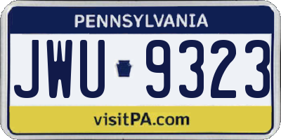 PA license plate JWU9323