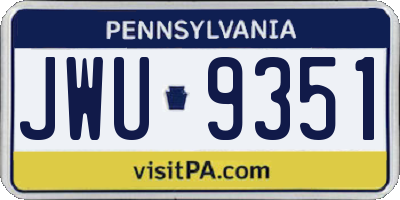 PA license plate JWU9351