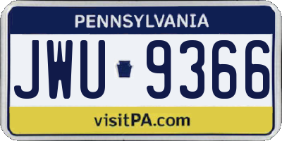 PA license plate JWU9366