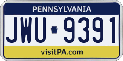 PA license plate JWU9391