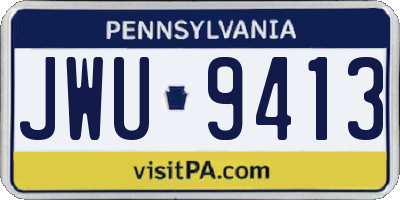 PA license plate JWU9413