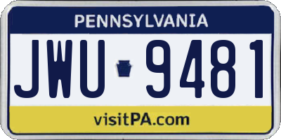 PA license plate JWU9481
