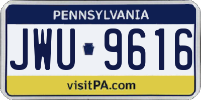 PA license plate JWU9616