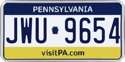 PA license plate JWU9654