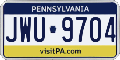 PA license plate JWU9704