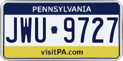 PA license plate JWU9727