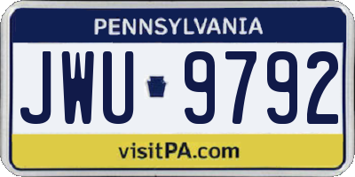 PA license plate JWU9792