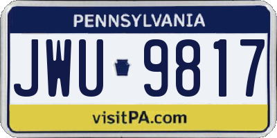 PA license plate JWU9817