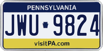 PA license plate JWU9824