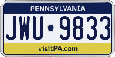 PA license plate JWU9833