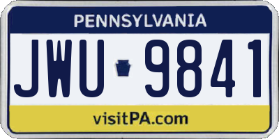 PA license plate JWU9841