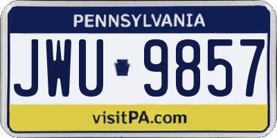 PA license plate JWU9857