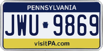 PA license plate JWU9869