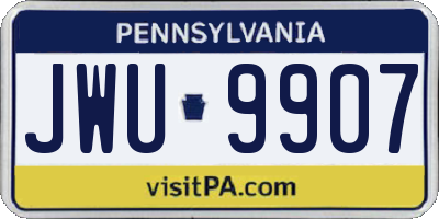 PA license plate JWU9907