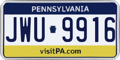 PA license plate JWU9916