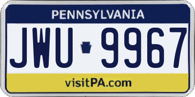 PA license plate JWU9967