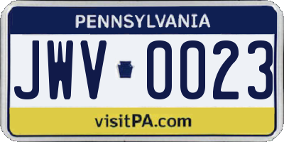 PA license plate JWV0023