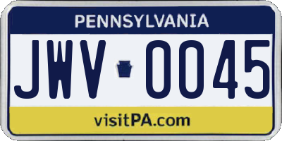 PA license plate JWV0045