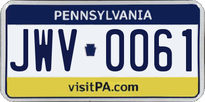 PA license plate JWV0061