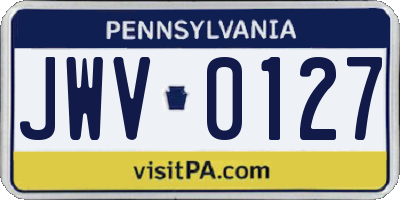 PA license plate JWV0127