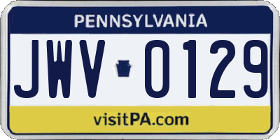 PA license plate JWV0129