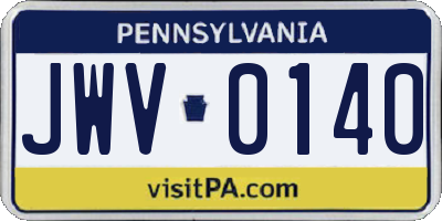PA license plate JWV0140