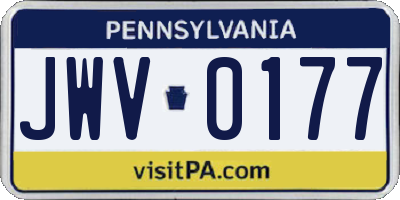 PA license plate JWV0177