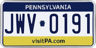 PA license plate JWV0191